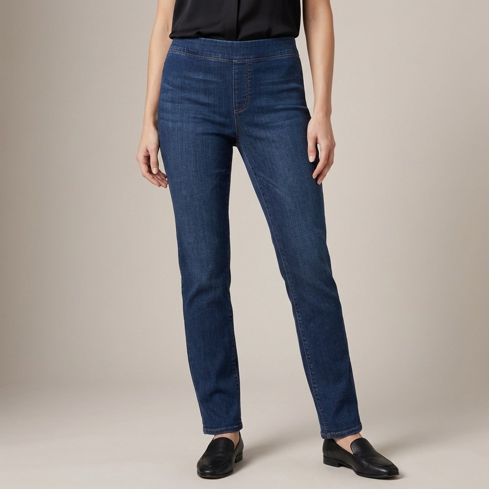 NYDJ Marilyn‎ Straight Pull On Jeans Dark Wash Blue High Rise Womens Size 18